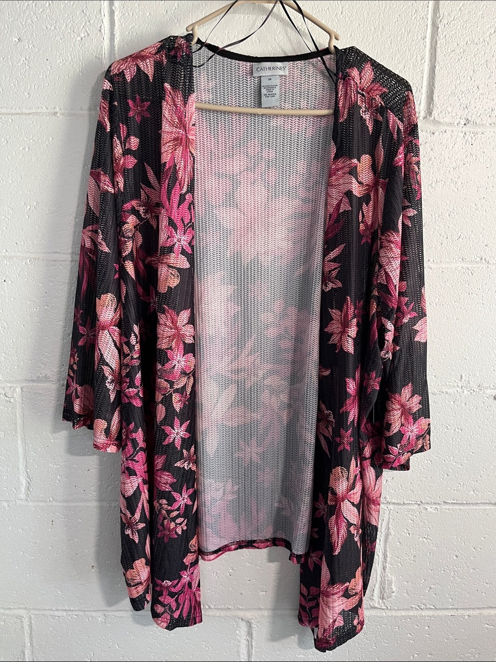 Catherines Black Swim Coverup Floral Print- 3X